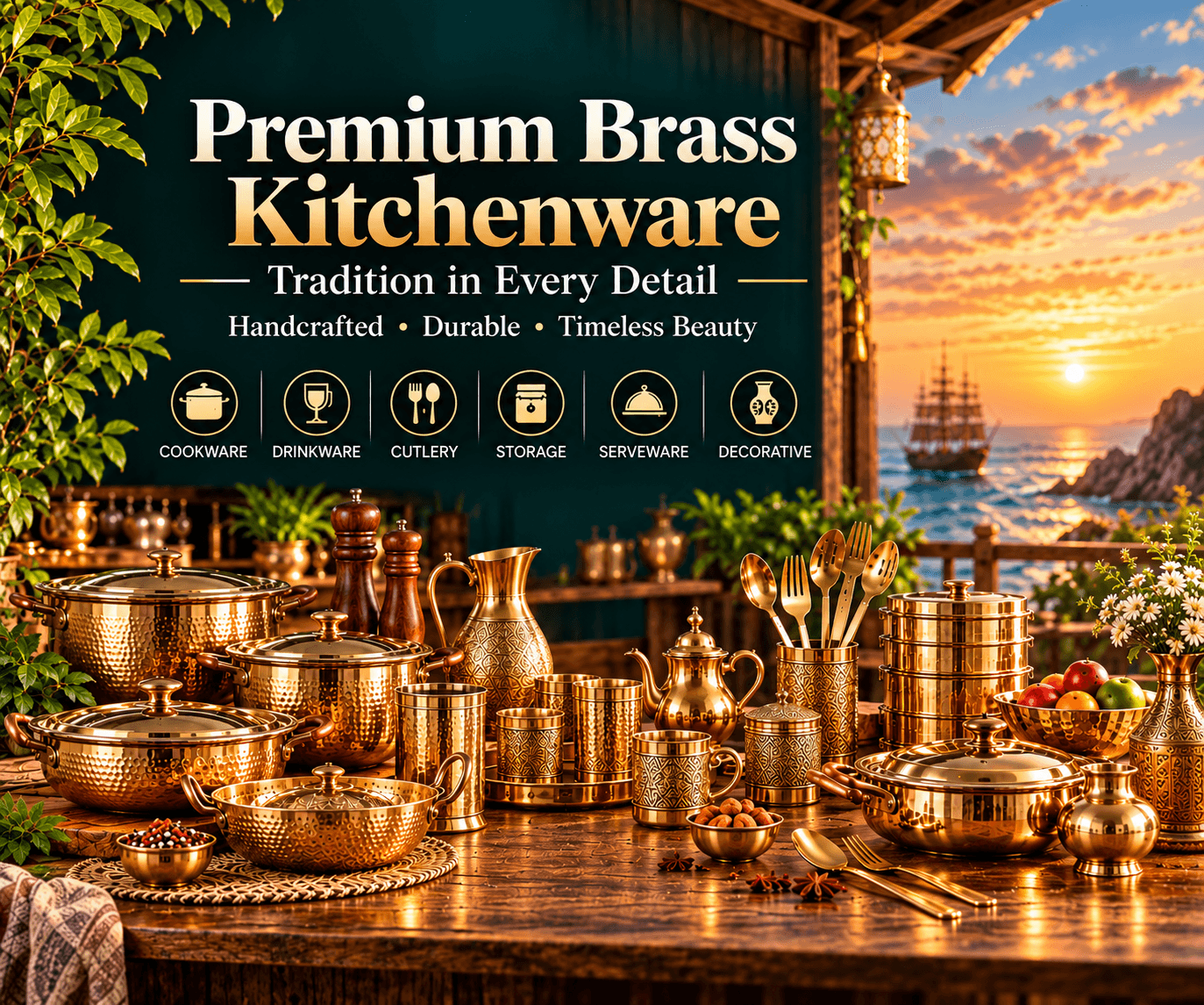 Premium Brass Kitchenware — handcrafted cookware, drinkware and serveware