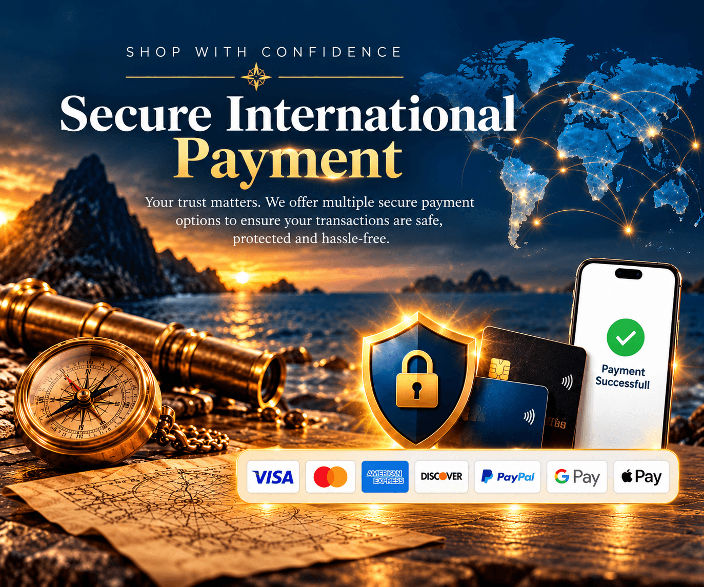 Secure International Payment — shop with confidence through Razorpay