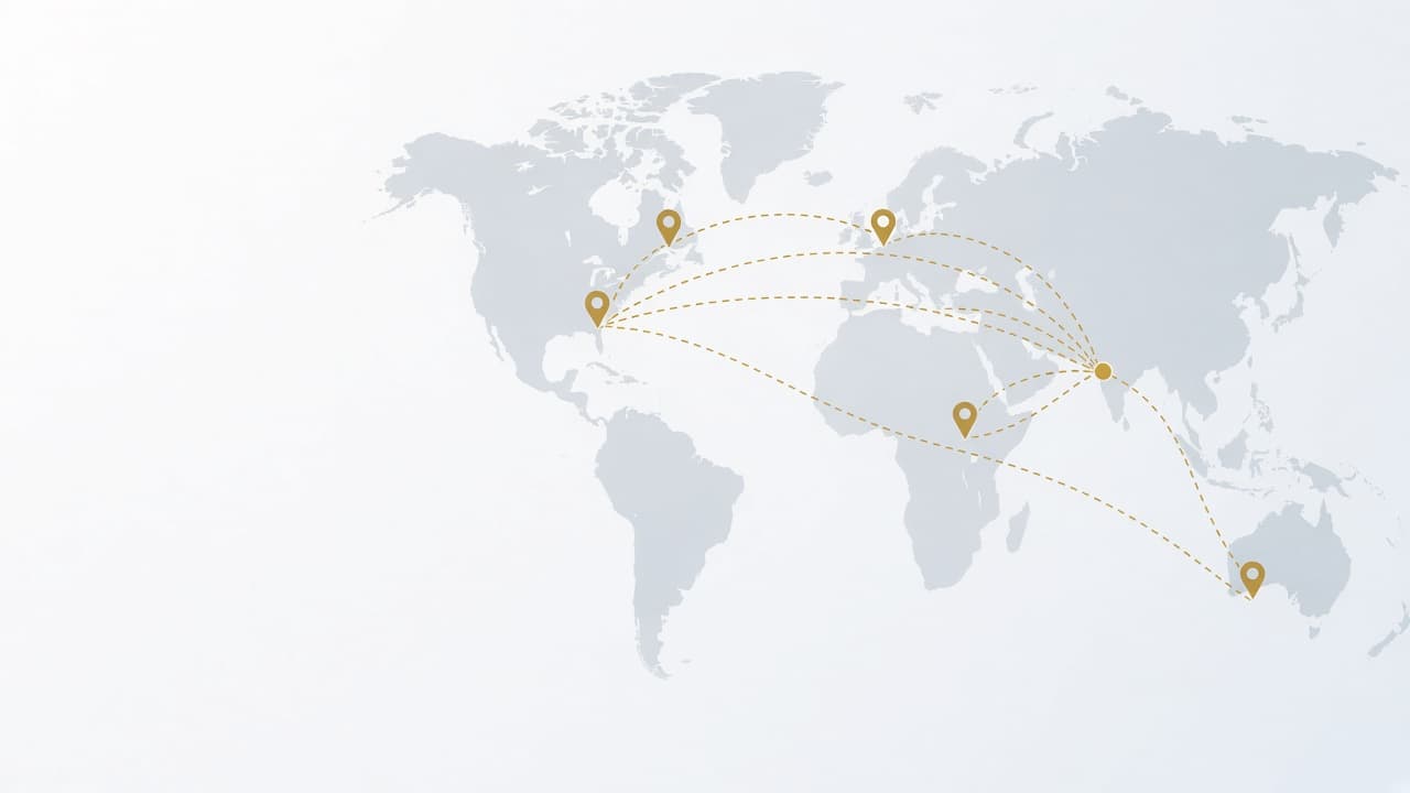 Worldwide shipping routes from India